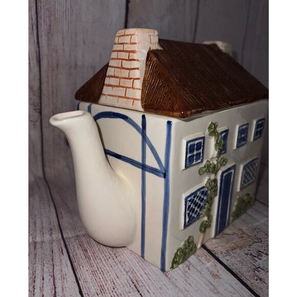 Haldon Group Blue Cream Ceramic Kitchen English Cottage Village Town Tea Set 3x - Picture 2 of 16